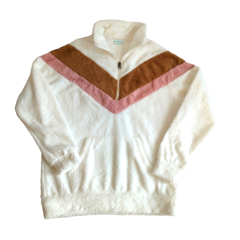 Shopthemint fuzzy fluffy plush fleece 1/4 zip pullover top